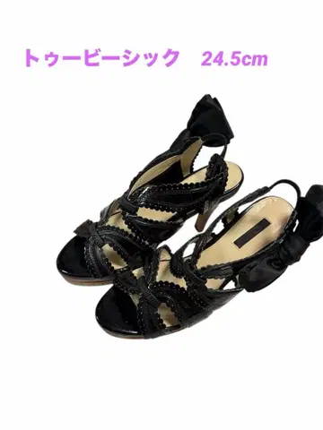 [ 새상품급 ] 투 비 시크 샌들 하이힐 리본 포함 블랙 블랙