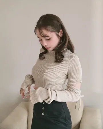 andmary 아이라 니트 리본 상의