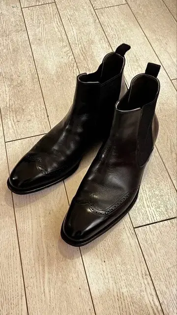 아자부 테일러 블랙 가죽 부츠 가죽 신발