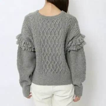 새상품급 MACPHEE 울 케이블 프린지 슬리브 풀오버 18,700엔