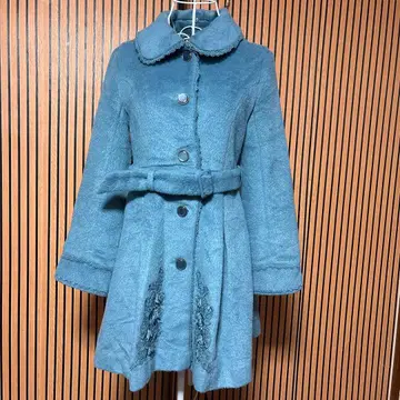 axes femme 청록색 플리스풍 롱 코트