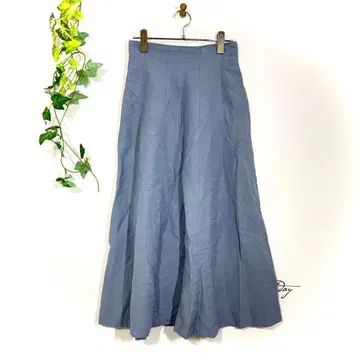 SNIDEL 스나이델 린넨 블렌드 플레어 롱 스커트 블루 계열 S