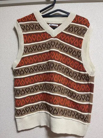 ZARA 슬리브리스 니트 오렌지 베이지