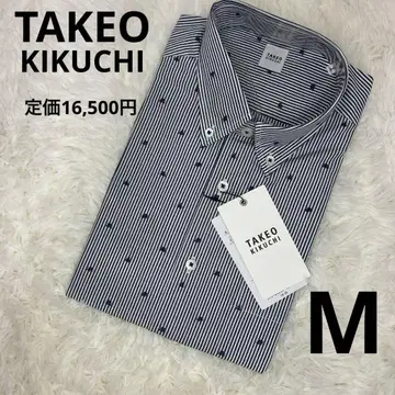 새상품 TAKEO KIKUCHI 반팔 셔츠 M 네이비 계열 신사