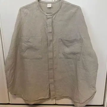 카구레 린넨 W 포켓 와이드 셔츠 내추럴