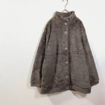 L'espoir 퍼지 보아 코트 브라운 따뜻한 아우터 L