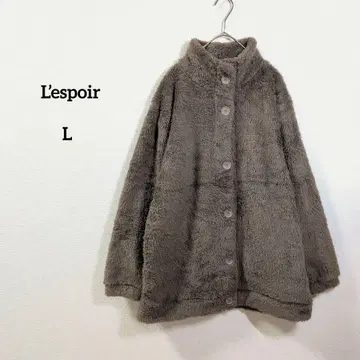 L'espoir 퍼지 보아 코트 브라운 따뜻한 아우터 L