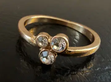 아쉬페 프랑스 골드 컬러 크리스탈 장식 심플 반지 11.5호