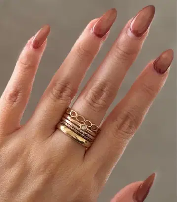 아쉬페프랑스 골드 컬러 스태킹 반지 5개 세트 약 13호