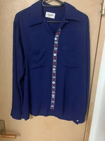 50s 레이온 오픈 카라 셔츠