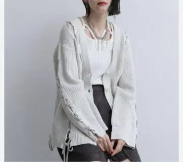 HARE 레이스업 디자인 가디건 하레 가을/겨울 hare 화이트