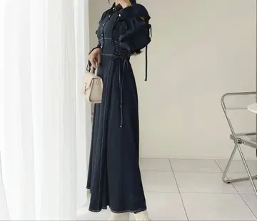 mily bilet 어깨 트임 리본 롱 원피스