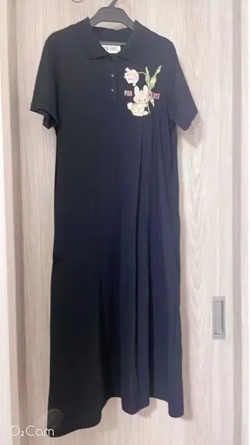 핑크하우스 튤립과 토끼 반팔 원피스 피케 셔츠