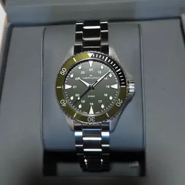 [ 별주 블레스 ] 해밀턴 카키 네이비 스큐바 쿼츠 37mm 그린