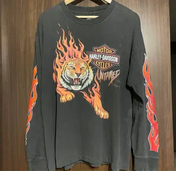 HARLEY-DAVIDSON 레어 Flame Tiger 롱 T