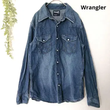 랭글러 데님 셔츠 웨스턴 셔츠 긴팔 캐주얼 스냅 버튼 L