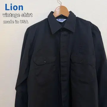 USA 구제 의류 'LION' 폴리코튼 워크 셔츠 XL 네이비 USA