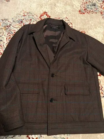 자켓 체크 무늬 브라운