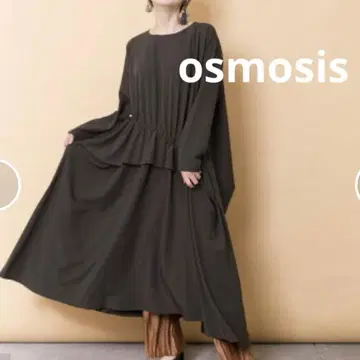 오스모시스 턱 개더 원피스 카키