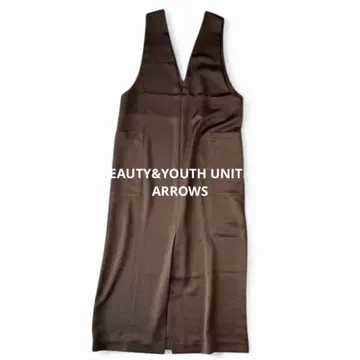 BEAUTY&YOUTH 새틴 V넥 오버롤 스커트