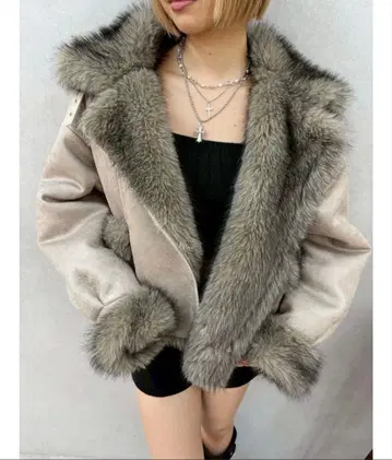 EVRIS 리버서블 인조 모피 블루종