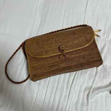 브라운 라탄 바스켓백