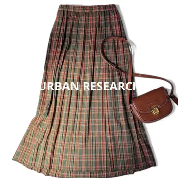 새상품급 URBAN RESEARCH 체크 플리츠 스커트