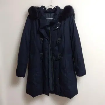 ANAYI 후드 부착 네이비 다운 자켓