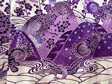 [ 새상품급 ] 중후리소데 보라색 풍경 무늬