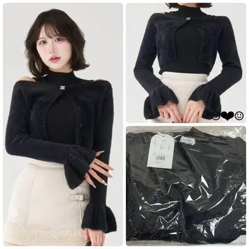 Darich 앙상블 샤기 니트탑 블랙