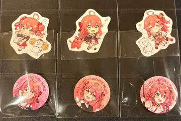 [ 미사용 ] 사쿠라 미코 스시로 콜라보 캔뱃지 피크 세트