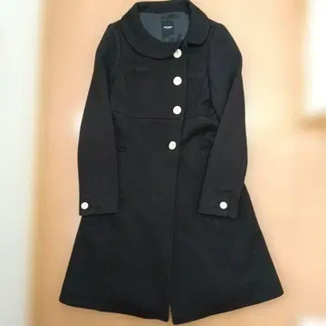 차일드우먼 블랙 롱 코트 라운드 칼라 둥근 카라 블랙