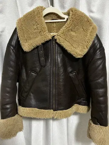 ZARA 더블 페이스 무스탕 숏 자켓 브라운 S 아우터