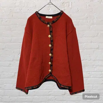 12163 SLEIGH 니트 가디건 겉옷 레드 울 혼방 일본제 M