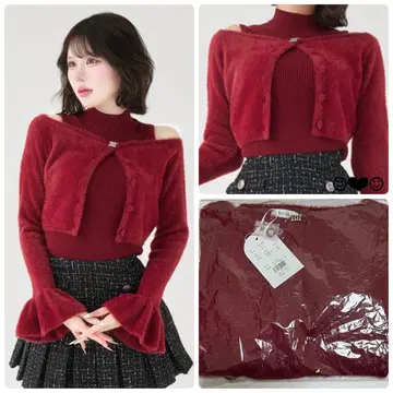 Darich 앙상블 샤기 니트탑 레드