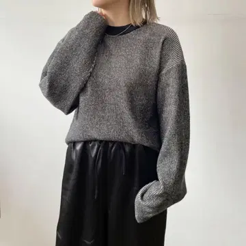 한국 스타일 모노톤 니트 스웨터 오버 사이즈 블랙