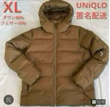 새상품급 XL UNIQLO 유니클로 브라운 후드 부착 다운 자켓 방한