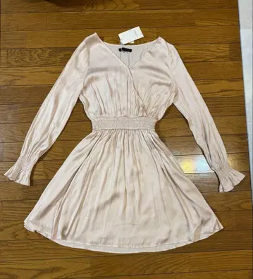 핑크 긴팔 A라인 원피스 rienda