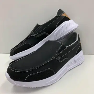 새상품 남성용 25.5cm 경량 발수 인조 가죽 슬립온 블랙 2852