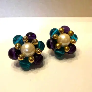 트리파리 골드 계열 귀찌 컬러풀 비즈 각인 있음