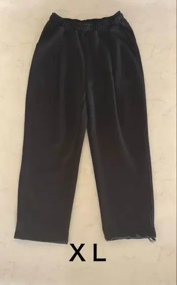 블랙 이지 팬츠 조정 가능한 드로 코드 부착 원턱 와이드 팬츠 한국 XL