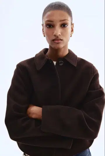 H&M 아우터 자켓 브라운 XXS 브라운 폴리에스테르 숏 기장