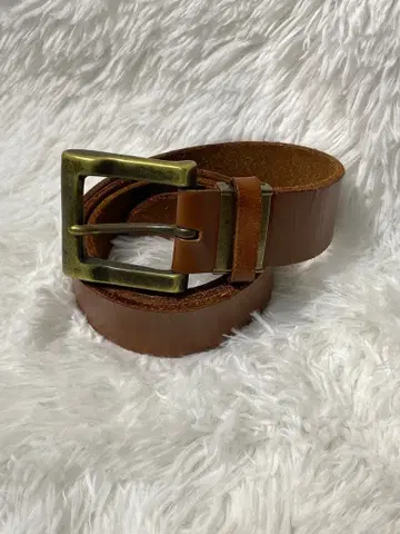 일본풍 패턴 가죽 벨트 천연 가죽 앤티크 버클 브라운 빈티지