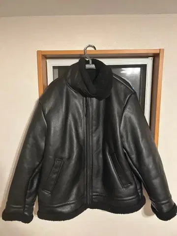 블랙 페이크 가죽 자켓 플리스 안감 LL 사이즈