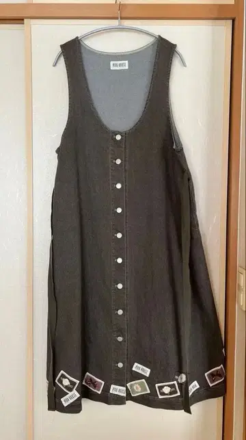 핑크하우스 오버롤 스커트 카키 히나국 와펜