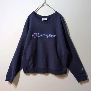 Champion 리버스 위브 빅 로고 맨투맨 네이비 XL