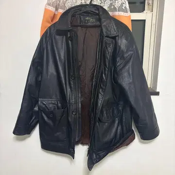 블랙 가죽 롱 자켓