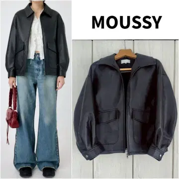 마우지 MOUSSY 인조 가죽 라이더 자켓 블랙 프리