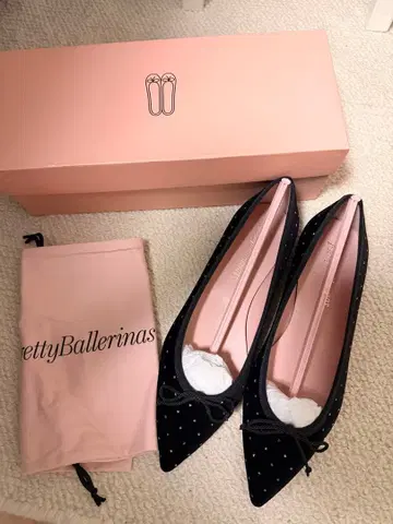 PrettyBallerinas 반짝이는 벨벳 플랫슈즈
