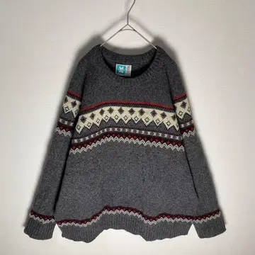 뉴질랜드산 페어아일풍 노르딕 무늬 기하학 스웨터 사이즈 XL